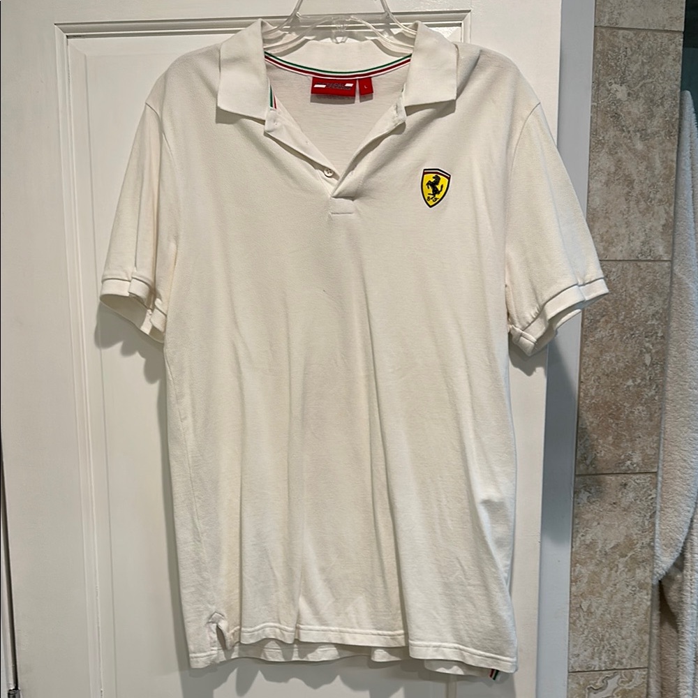 Ferrari White Polo with Iconic Logo